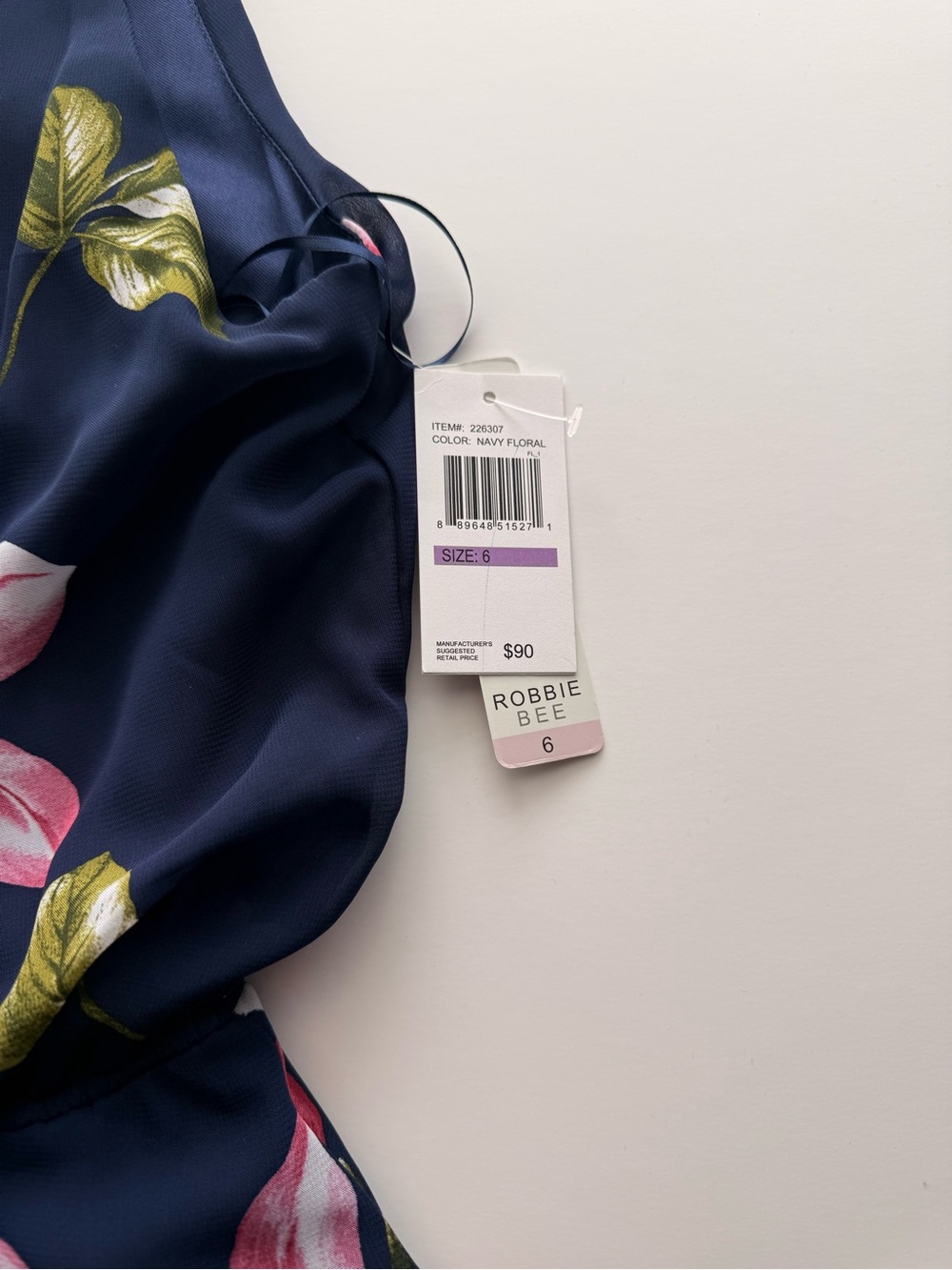 Robbie Bee Navy Maxi Dress with Pink Floral Print - Picture 6 of 12